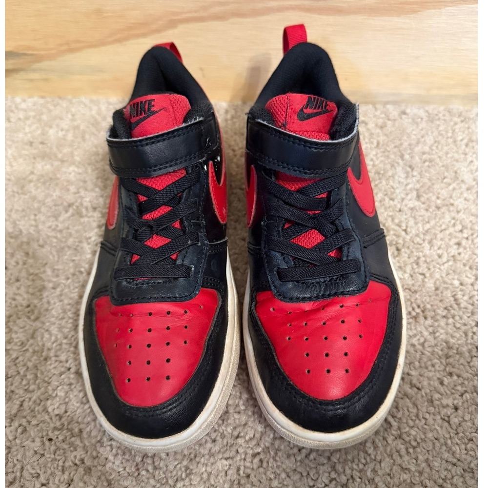 Youth Nike Sneakers 1Y Red/Black Court Borough Low - Picture 2 of 2